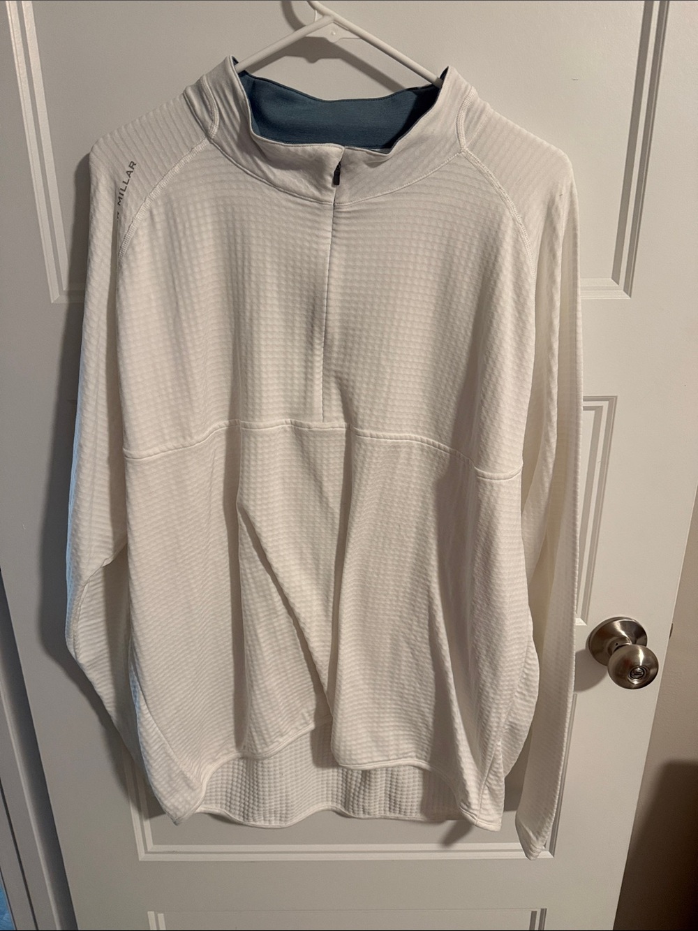 Peter Millar White Men's Quarter-Zip Waffle Knit Pullover